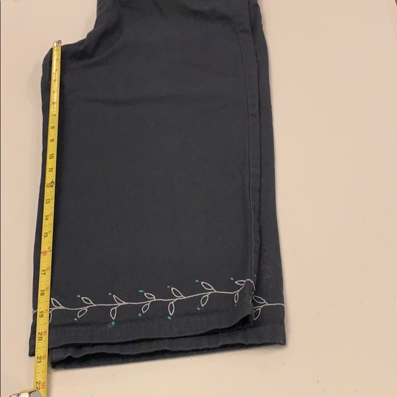 Navy Blue Cargo Capri with Embroidered Bottoms - Picture 2 of 4